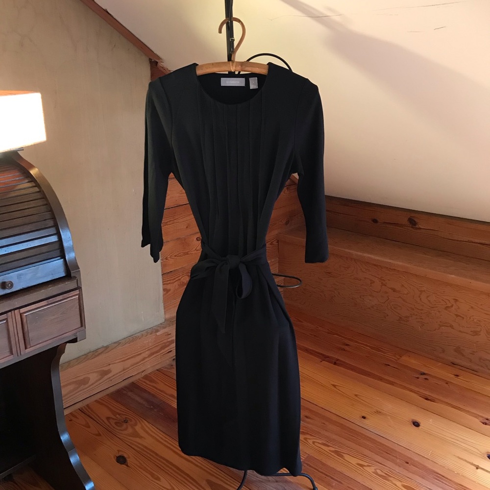 Liz Claiborne Basic Black Belted 3/4 Sleeve Dress, EUC, M